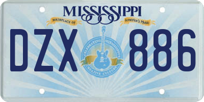 MS license plate DZX886