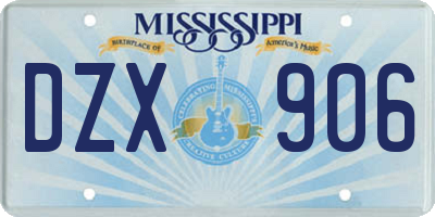 MS license plate DZX906