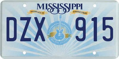 MS license plate DZX915