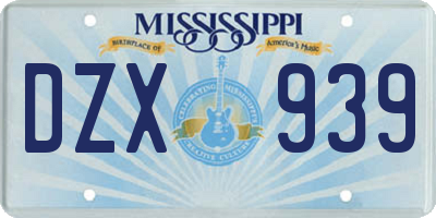 MS license plate DZX939