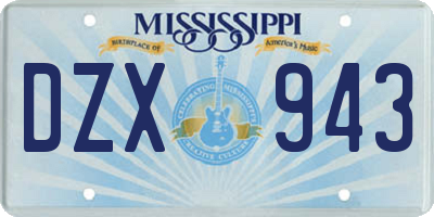 MS license plate DZX943
