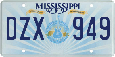 MS license plate DZX949