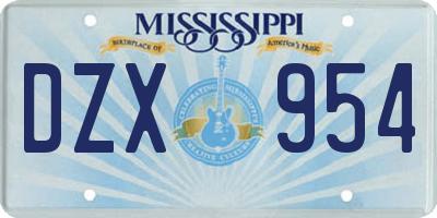 MS license plate DZX954