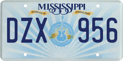 MS license plate DZX956