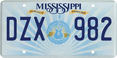 MS license plate DZX982