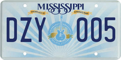 MS license plate DZY005
