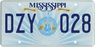 MS license plate DZY028