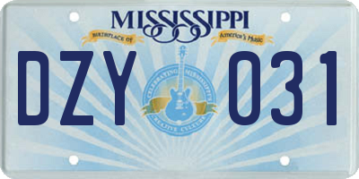 MS license plate DZY031