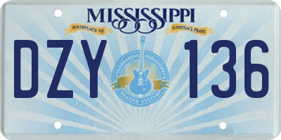 MS license plate DZY136