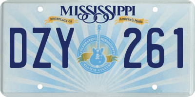 MS license plate DZY261