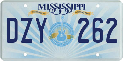 MS license plate DZY262