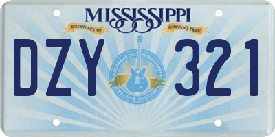 MS license plate DZY321
