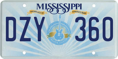 MS license plate DZY360