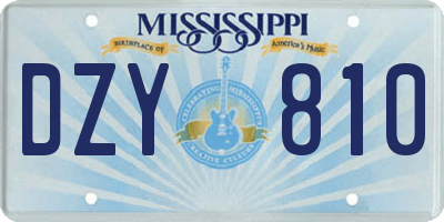 MS license plate DZY810