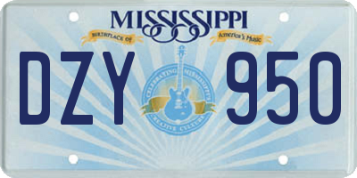 MS license plate DZY950
