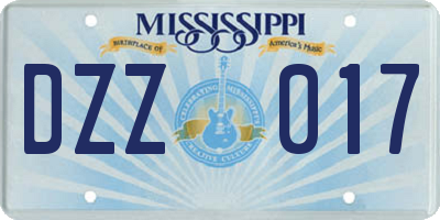 MS license plate DZZ017