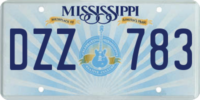 MS license plate DZZ783
