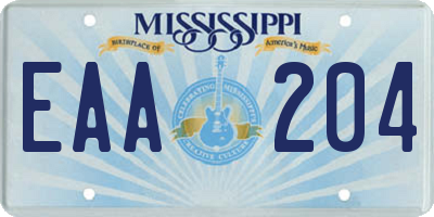 MS license plate EAA204