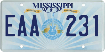 MS license plate EAA231