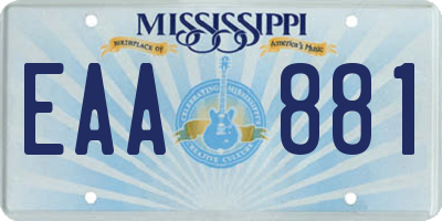 MS license plate EAA881