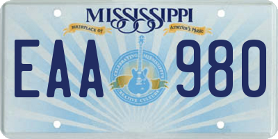 MS license plate EAA980