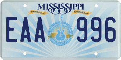MS license plate EAA996