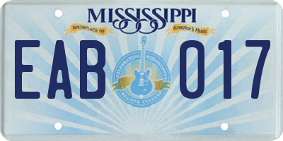 MS license plate EAB017