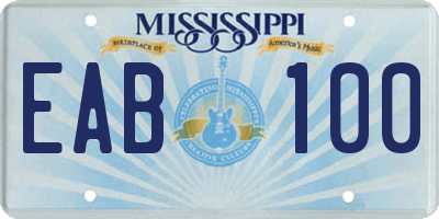 MS license plate EAB100