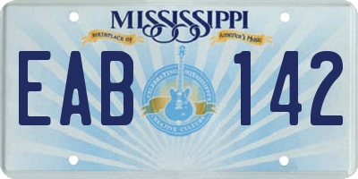 MS license plate EAB142
