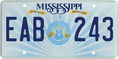 MS license plate EAB243
