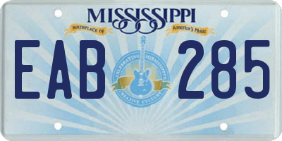 MS license plate EAB285