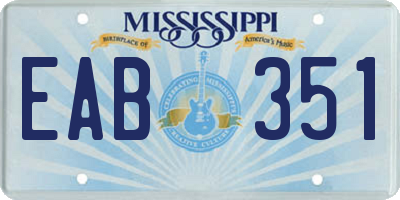 MS license plate EAB351