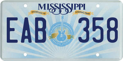 MS license plate EAB358