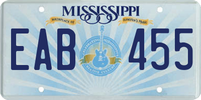 MS license plate EAB455