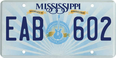 MS license plate EAB602
