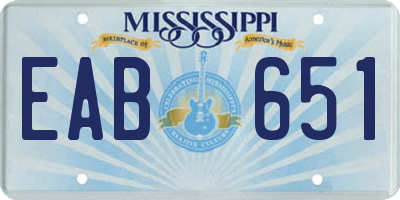 MS license plate EAB651