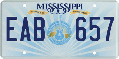 MS license plate EAB657