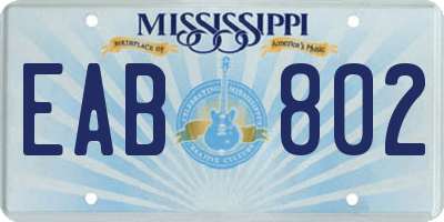 MS license plate EAB802