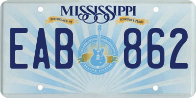 MS license plate EAB862