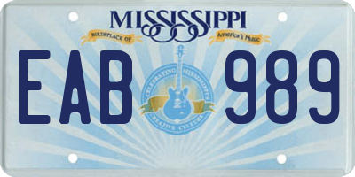 MS license plate EAB989