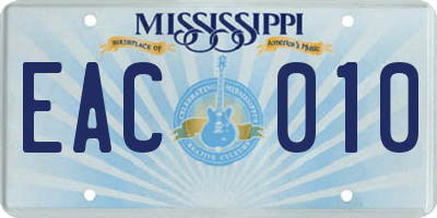 MS license plate EAC010