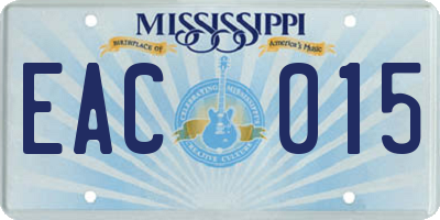 MS license plate EAC015