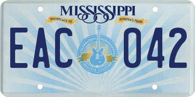 MS license plate EAC042
