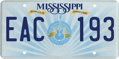 MS license plate EAC193