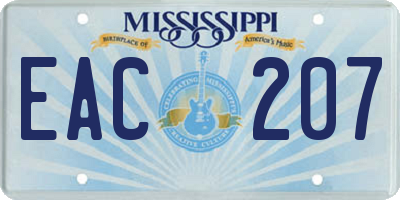 MS license plate EAC207