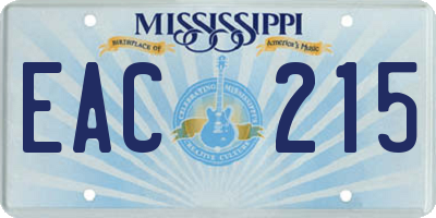 MS license plate EAC215