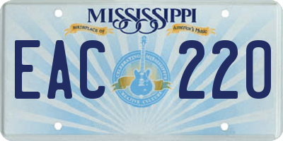 MS license plate EAC220
