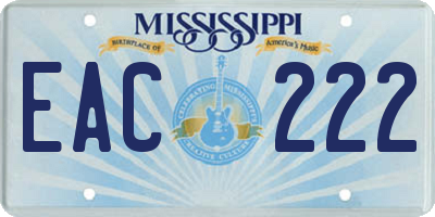 MS license plate EAC222