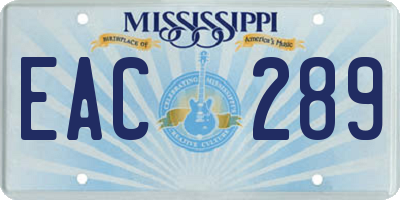 MS license plate EAC289