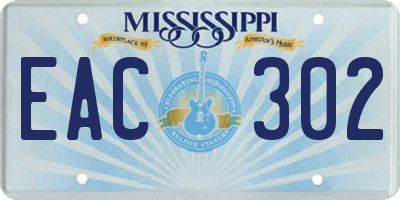 MS license plate EAC302